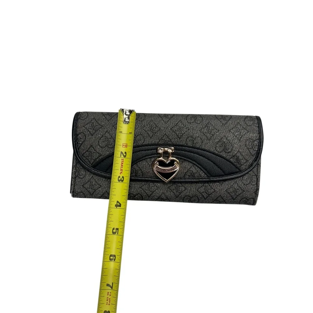 Juicy Couture Logo Wallet Clutch Gray Black Heart Clasp Y2K Retro Streetwear‎